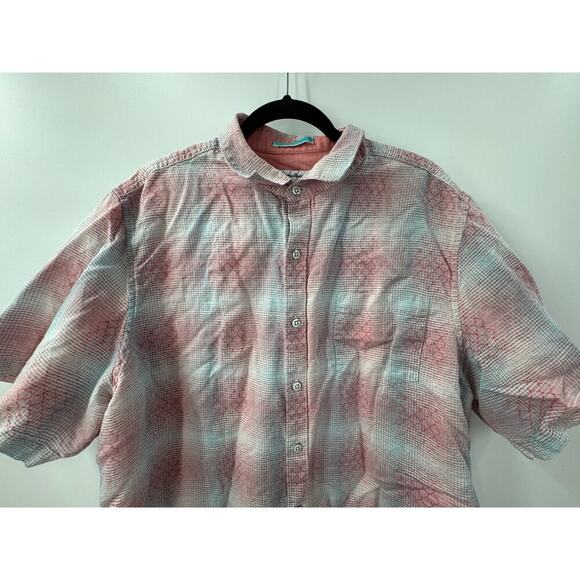 Tommy Bahama Men's Ravenna Plaid Short Sleeve Linen Blend Shirt Blue & Red Sz XL - Picture 2 of 6
